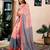 Orange linen zari screen printed zari work pocket work ceremony, party and festive ready to wear saree with blouse