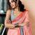 Orange linen zari screen printed zari work pocket work ceremony, party and festive ready to wear saree with blouse