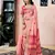 ready to wear peach linen zari screen printed zari work saree with blouse