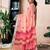 Peach linen zari screen printed zari work pocket work ceremony, party and festive ready to wear saree with blouse