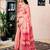 Peach linen zari screen printed zari work pocket work ceremony, party and festive ready to wear saree with blouse