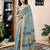 Grey linen zari screen printed zari work pocket work ceremony, party and festive ready to wear saree with blouse