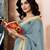 Grey linen zari screen printed zari work pocket work ceremony, party and festive ready to wear saree with blouse