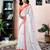 White linen zari screen printed zari work pocket work ceremony, party and festive ready to wear saree with blouse
