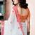 White linen zari screen printed zari work pocket work ceremony, party and festive ready to wear saree with blouse