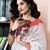 White linen zari screen printed zari work pocket work ceremony, party and festive ready to wear saree with blouse