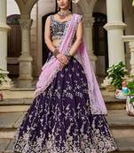 Magenta Organza Sequinse embroidery Lehenga choli with Dupatta