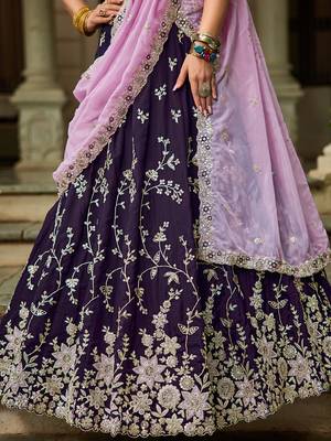 Magenta Organza Sequinse embroidery Lehenga choli with Dupatta 2
