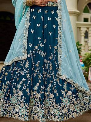 Navy blue Organza Sequinse embroidery Lehenga choli with Dupatta 2