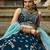 Navy blue Organza Sequinse embroidery Lehenga choli with Dupatta