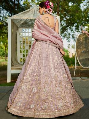 Mauve Tissue Sequinse embroidery Lehenga choli with Dupatta 2