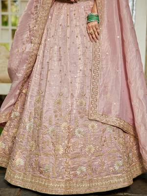 Mauve Tissue Sequinse embroidery Lehenga choli with Dupatta 5