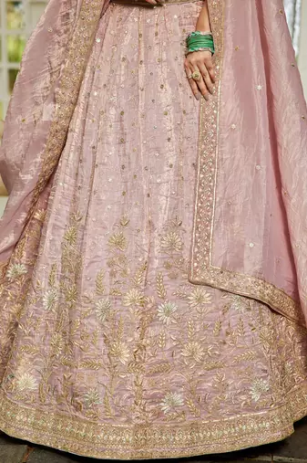Mauve Tissue Sequinse embroidery Lehenga choli with Dupatta