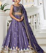 Violet Georgette Sequinse embroidery Lehenga choli with Dupatta