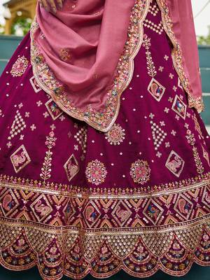 Burgundy Georgette Sequinse embroidery Lehenga choli with Dupatta 4