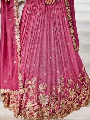Rose gold Chiffon Sequinse embroidery Lehenga choli with Dupatta 4
