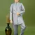 Boys satin zigzag sequined embroidered sherwani set- grey