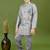 Boys satin zigzag sequined embroidered sherwani set- grey
