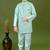 Boys satin zigzag sequined embroidered sherwani set- sky blue