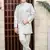 Boys satin sequined floral embroidered sherwani set- cream