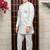 Boys satin sequined floral embroidered sherwani set- cream