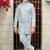 Boys satin sequined floral embroidered sherwani set- sky blue