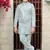 Boys satin sequined floral embroidered sherwani set- sky blue