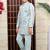 Boys satin sequined floral embroidered sherwani set- sky blue