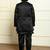 Boys satin geometric sequined embroidered sherwani set- black