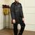 Boys satin geometric sequined embroidered sherwani set- black