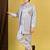 Boys satin geometric sequined embroidered sherwani set- lavender