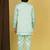 Boys satin geometric sequined embroidered sherwani set- sky blue