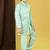 Boys satin geometric sequined embroidered sherwani set- sky blue