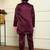 Boys satin geometric sequined embroidered sherwani set- wine