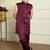 Boys satin geometric sequined embroidered sherwani set- wine