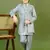 Boys satin chevron sequined embroidered sherwani set- grey