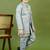 Boys satin chevron sequined embroidered sherwani set- grey