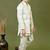 Boys satin chevron sequined embroidered sherwani set- off white