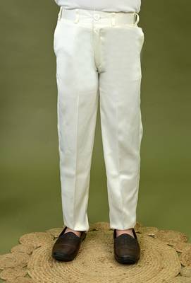 Boys satin chevron sequined embroidered sherwani set- off white 5