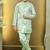Boys satin geometric sequined mosaic design sherwani set- mint green