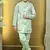 Boys satin geometric sequined mosaic design sherwani set- mint green