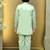Boys satin geometric sequined mosaic design sherwani set- mint green