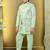 Boys satin geometric sequined mosaic design sherwani set- mint green
