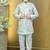 Boys satin geometric sequined mosaic design sherwani set- white