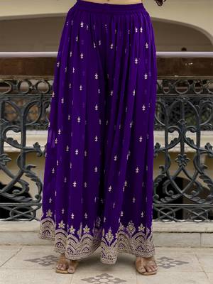Trendmalls Georgette Embroidery Pleated Kurta Sharara with Dupatta Salwar Suit Set 7