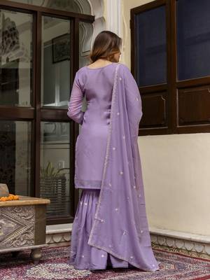 Art Silk Embroidery Kurta Sharara Set with Dupatta 3