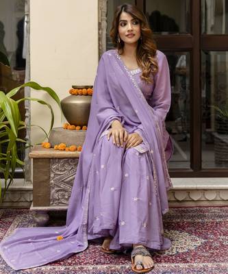 Art Silk Embroidery Kurta Sharara Set with Dupatta 4