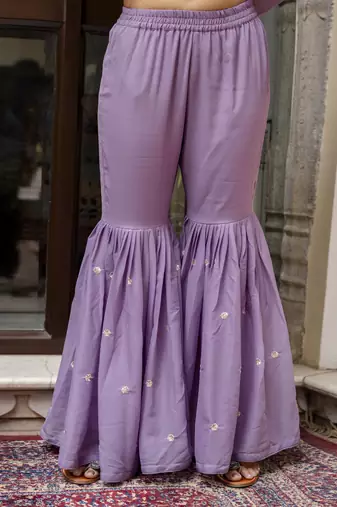 Trendmalls Trendmalls Art Silk Embroidery Kurta Sharara Set with Dupatta