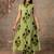 Green Striped Floral Sleeveless Cotton Kurta Set