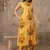 Yellow Striped Floral Sleeveless Cotton Kurta Set